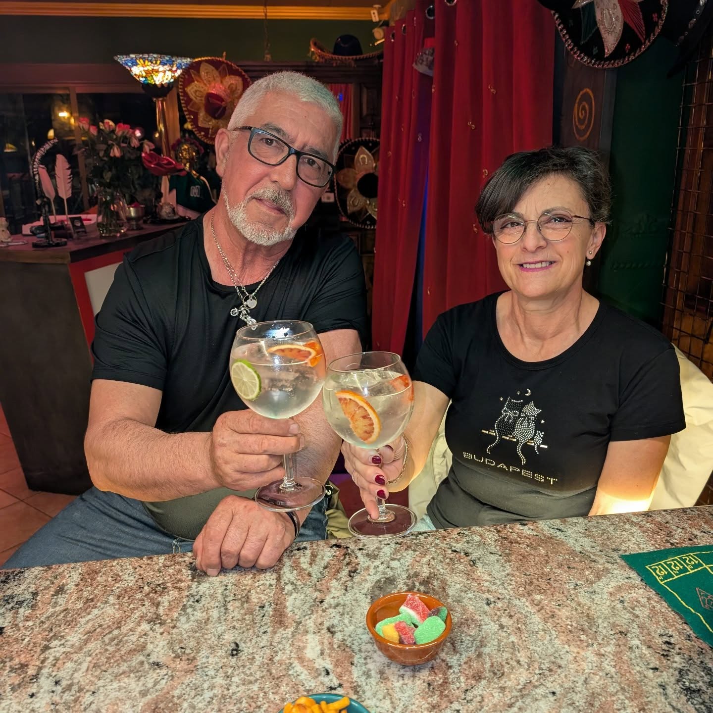 Happy customers enjoying dinner